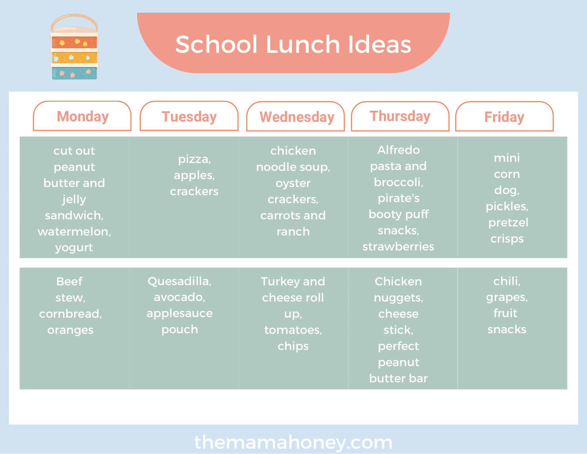 2 Weeks of Back to School Lunch Ideas for Kids - The Mama Honey